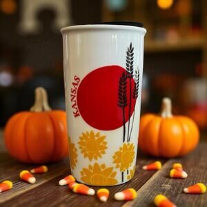 Starbucks Kansas Ceramic Double Wall Travel Tumbler Mug 12oz Rare